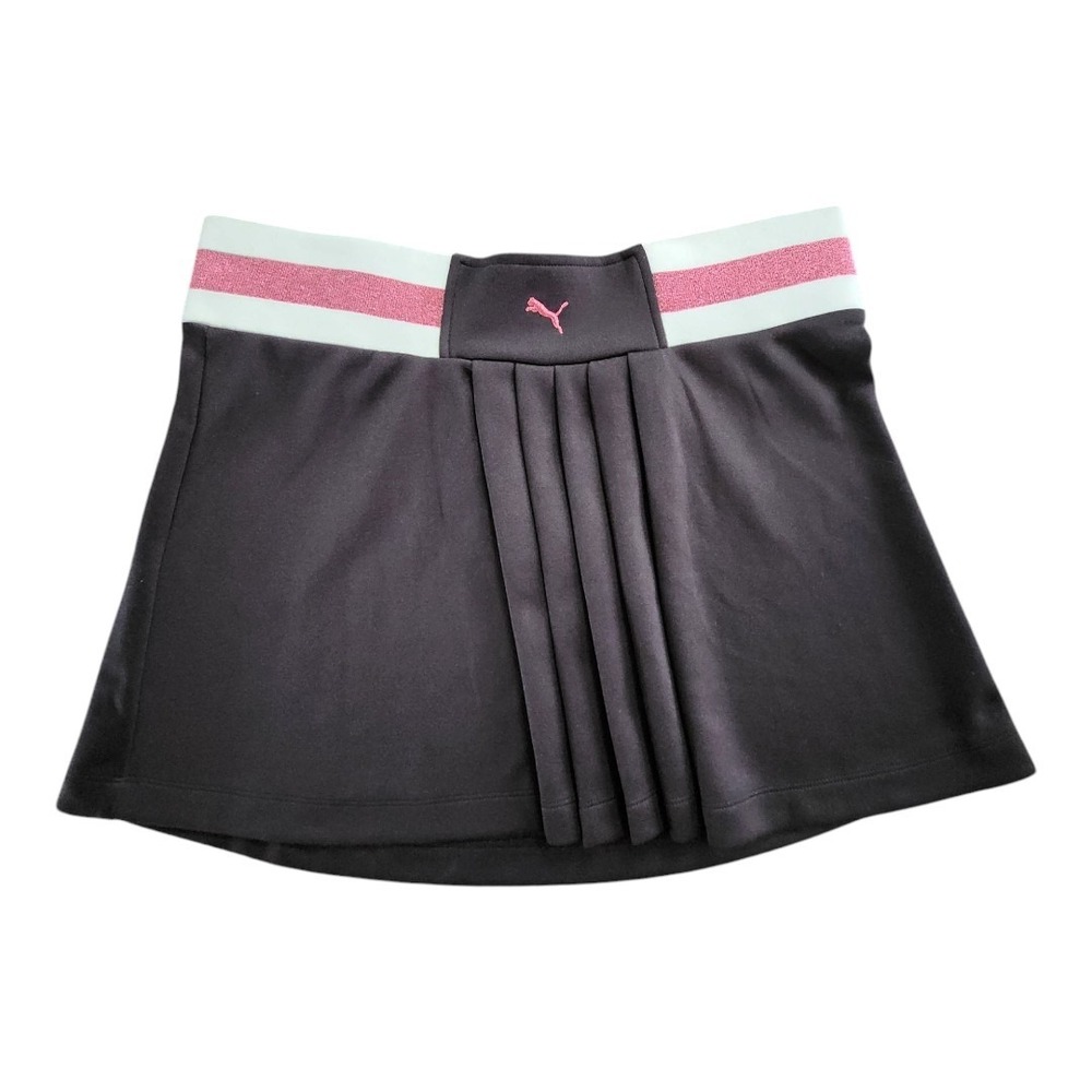 Puma Women's Large Golf Black Pink Skirt Pull On Golf Tennis Sports Shimmer Fun